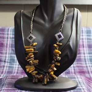 Tiger-Eye Stone Cord Necklace
